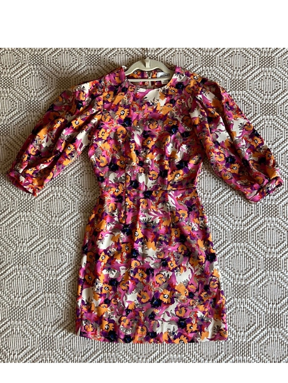 ASOS Monkl Floral Puff-Sleeve Mini Dress in Pink - Picture 4 of 7